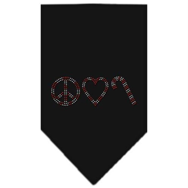 Unconditional Love Peace Love Candy Cane Rhinestone Bandana Black Small UN801122